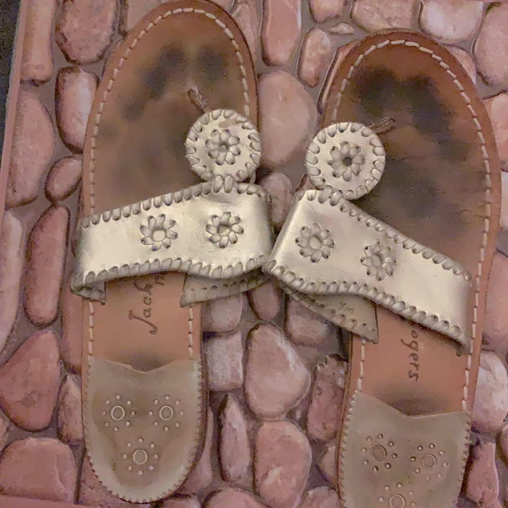 A very used pair of Jack Rogers silver I have two of these take a look!